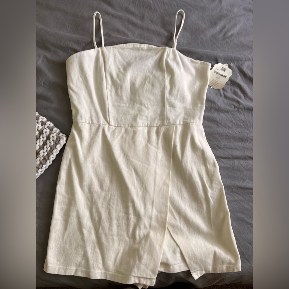 Cream linen romper